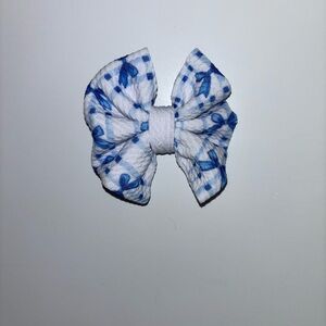 Blue and White Kids Hair Bow